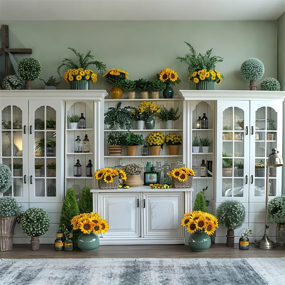 Herbst Sonnenblumen Landhausstil Ernte Dekor Hintergrund BRP9-167