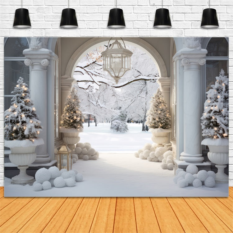 Winterwunderland Innenhof Marmorbogen Hintergrund BRP9-235