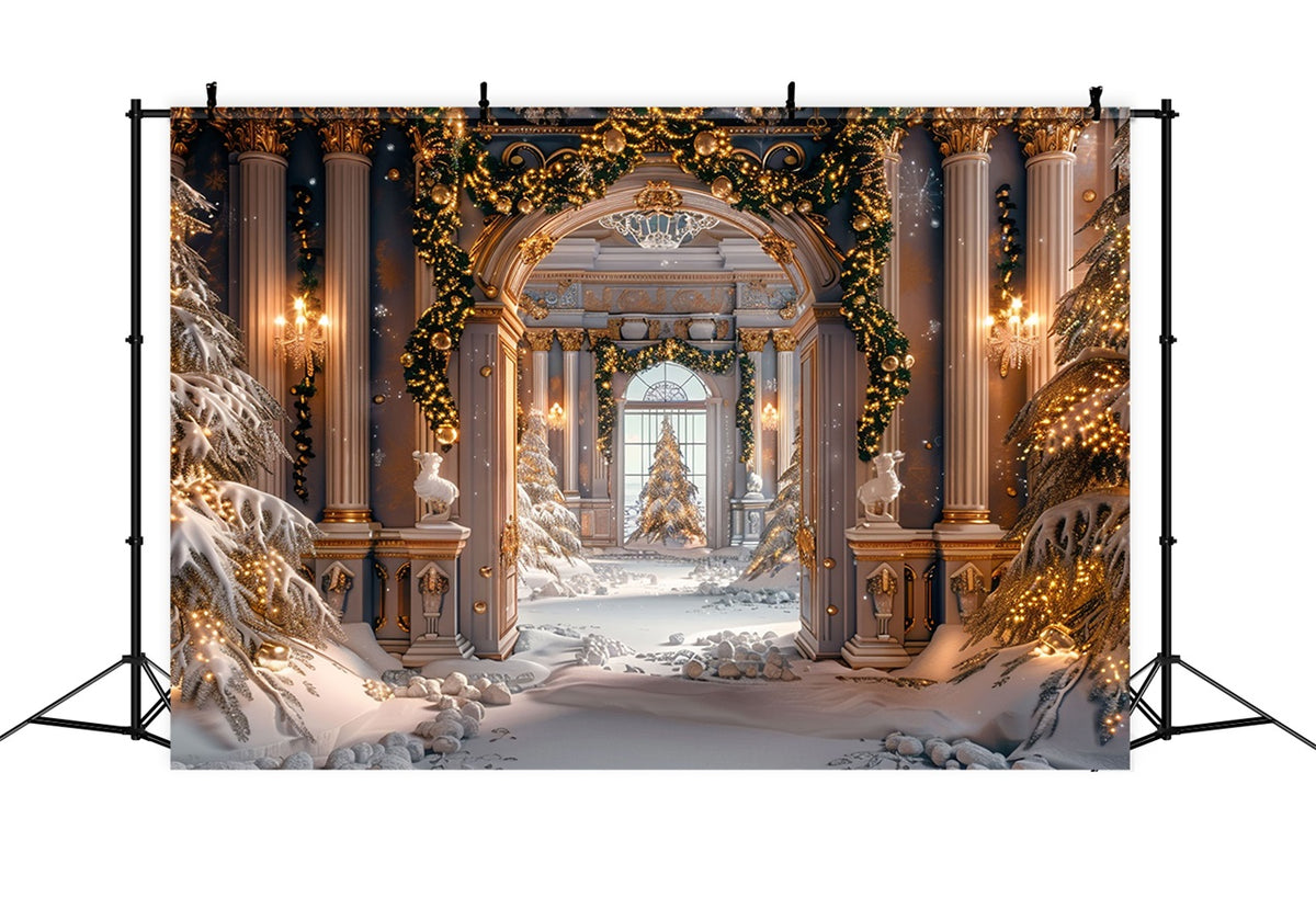 Luxuriöse goldene Winterbogen-Wunderland-Kulisse BRP9-255
