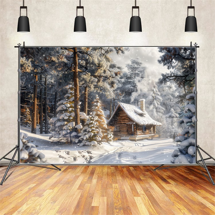Winter Wonderland Cabin Surrounded Snow Hintergrund BRP9-309