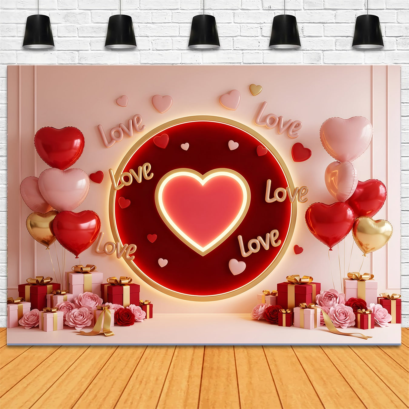 Valentinstag-Hintergründe Leuchtendes Herz Liebeskreis Valentinstag-Foto-Hintergrund Von Magali