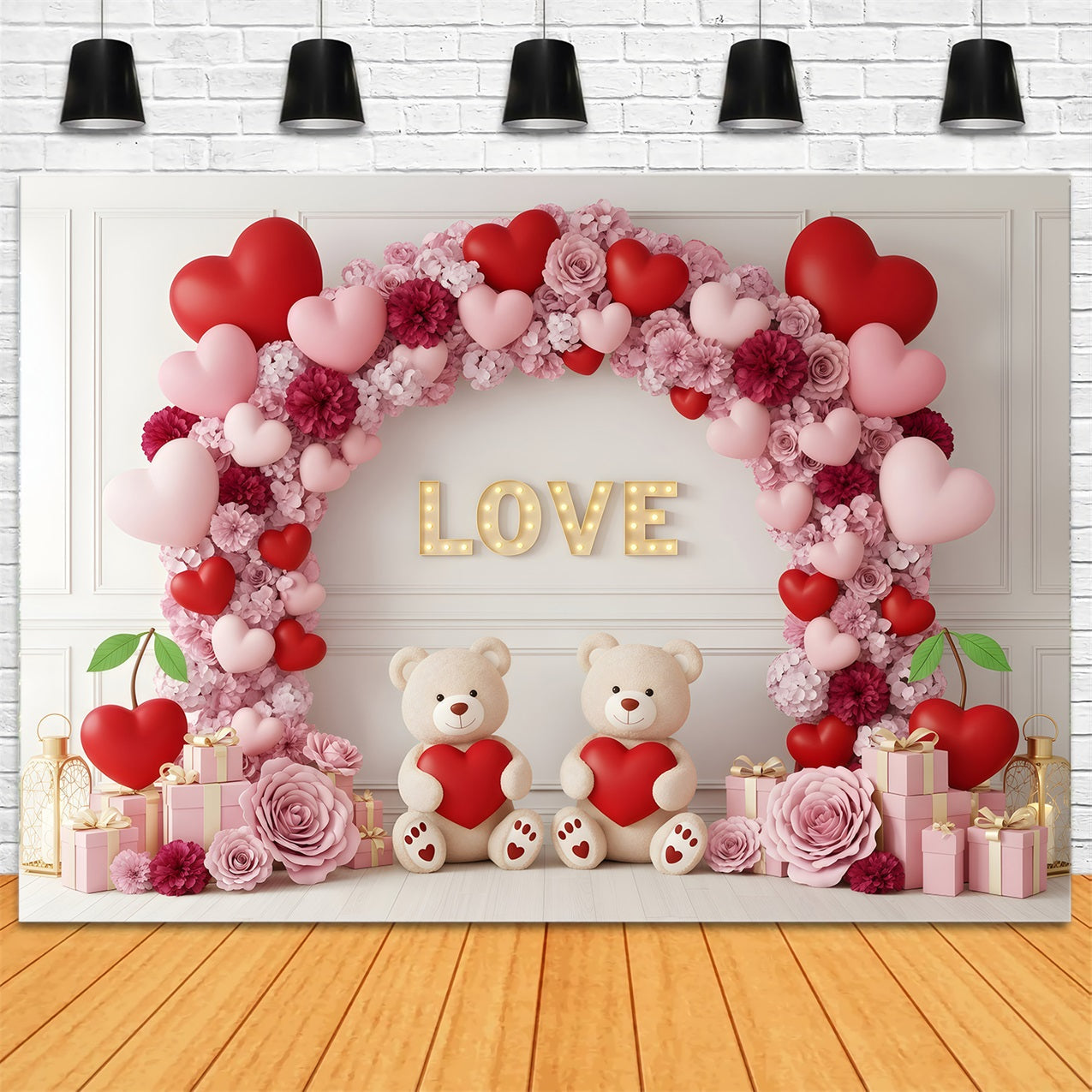 Valentinstag-Hintergrund Blumenherz Teddybogen Valentinstag-Hintergründe von Magali