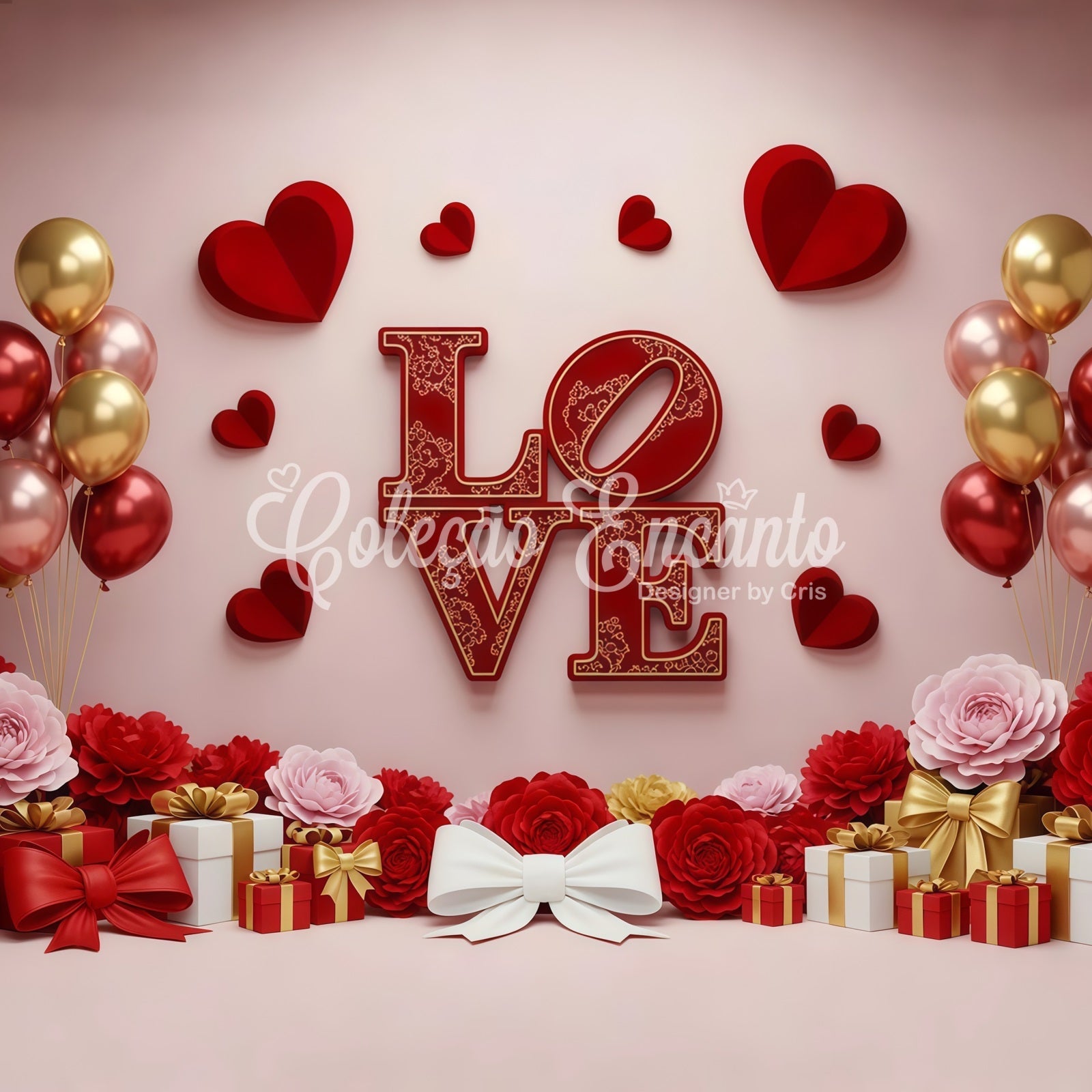 Valentinstag-Hintergrund mit Geschenkballons Romantische Valentinstag-Hintergründe für Fotos von Magali