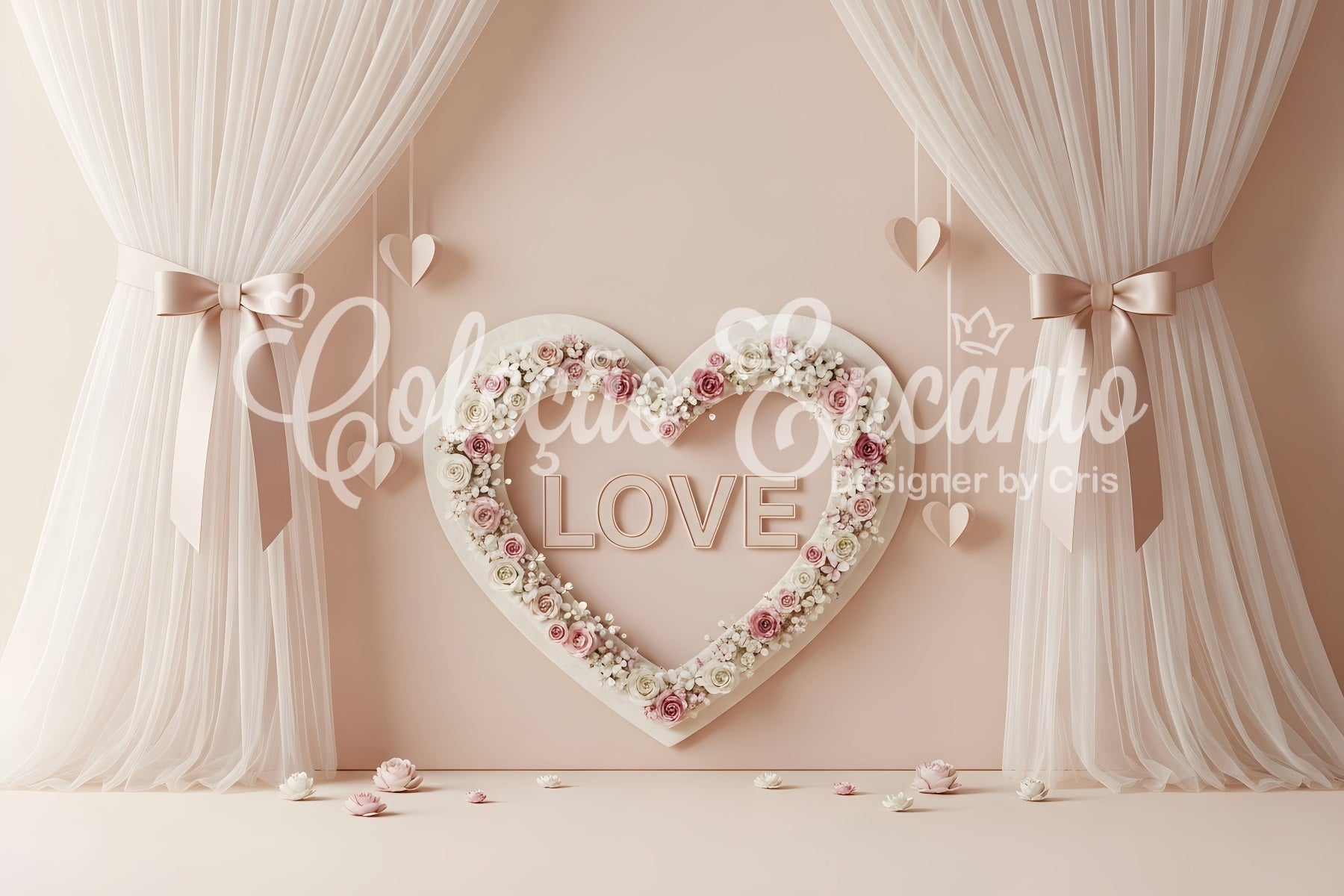 Valentinstag-Hintergrund Romantische Blumen Herz-Dekoration Einfacher Valentinstag-Hintergrund Von Magali