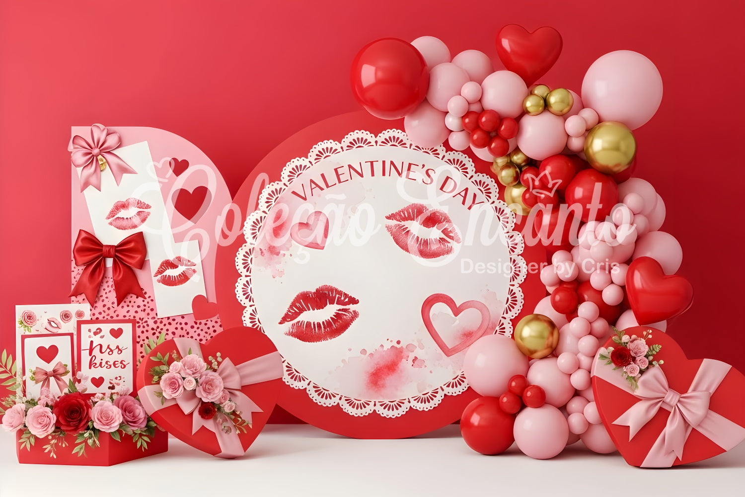 Roter Valentinstag-Hintergrund Küsse Spitze Romantik Display Valentinstag-Hintergrundideen Von Magali