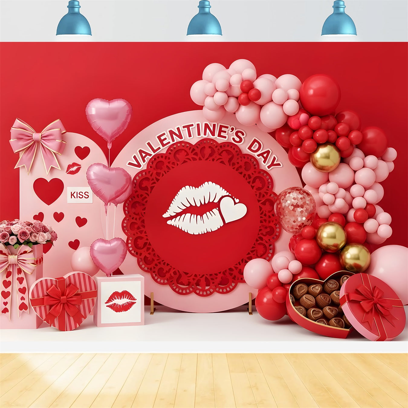 Roter Valentinstag-Hintergrund Rosa Herz Kuss Freude Valentinstag-Hintergrundideen Von Magali