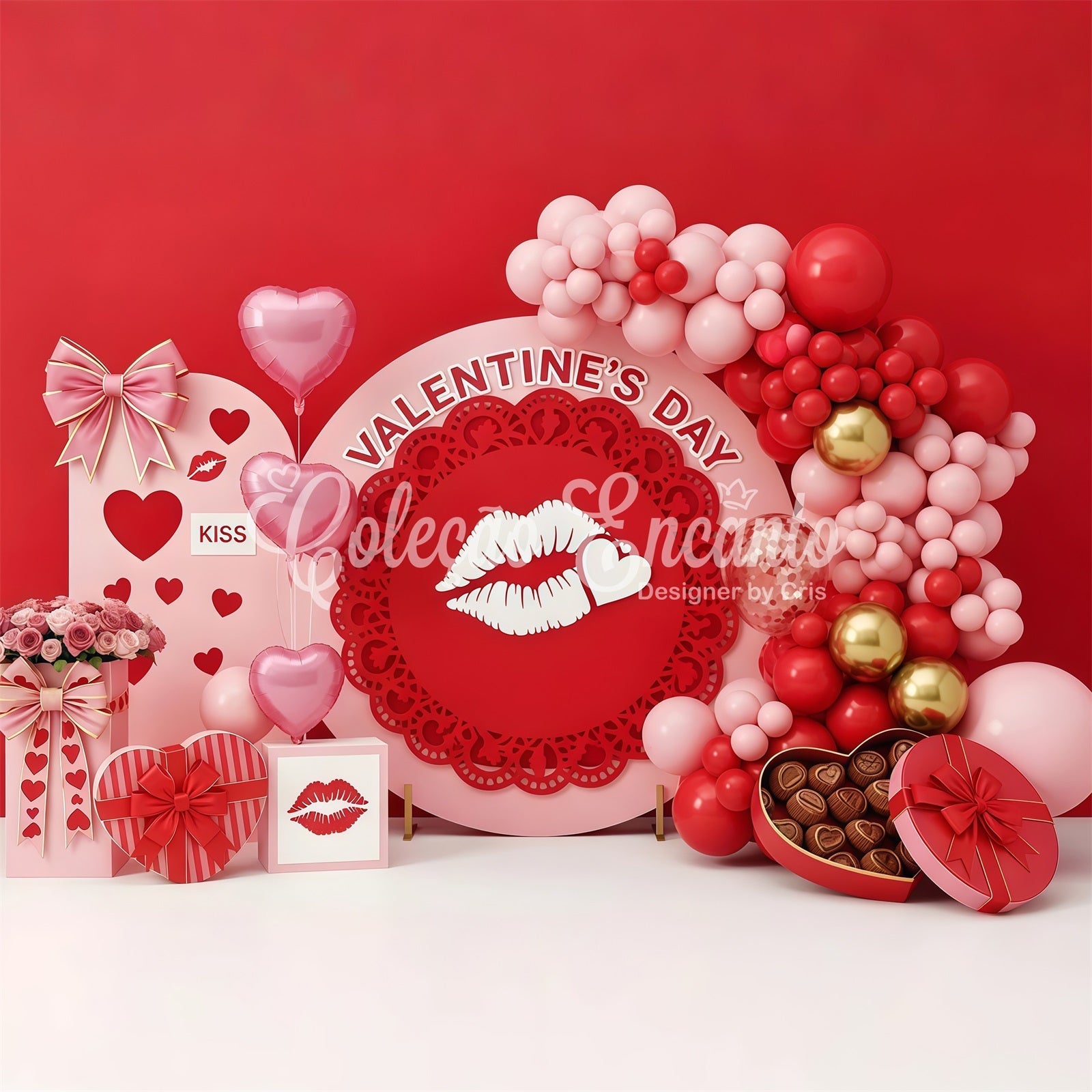 Roter Valentinstag-Hintergrund Rosa Herz Kuss Freude Valentinstag-Hintergrundideen Von Magali