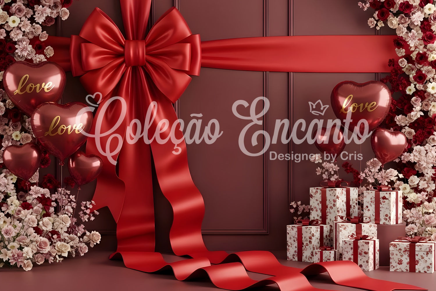 Valentinstag-Hintergrund Purpurrotes Band Rosen Geschenk Valentinstag-Hintergründe für Fotos von Magali