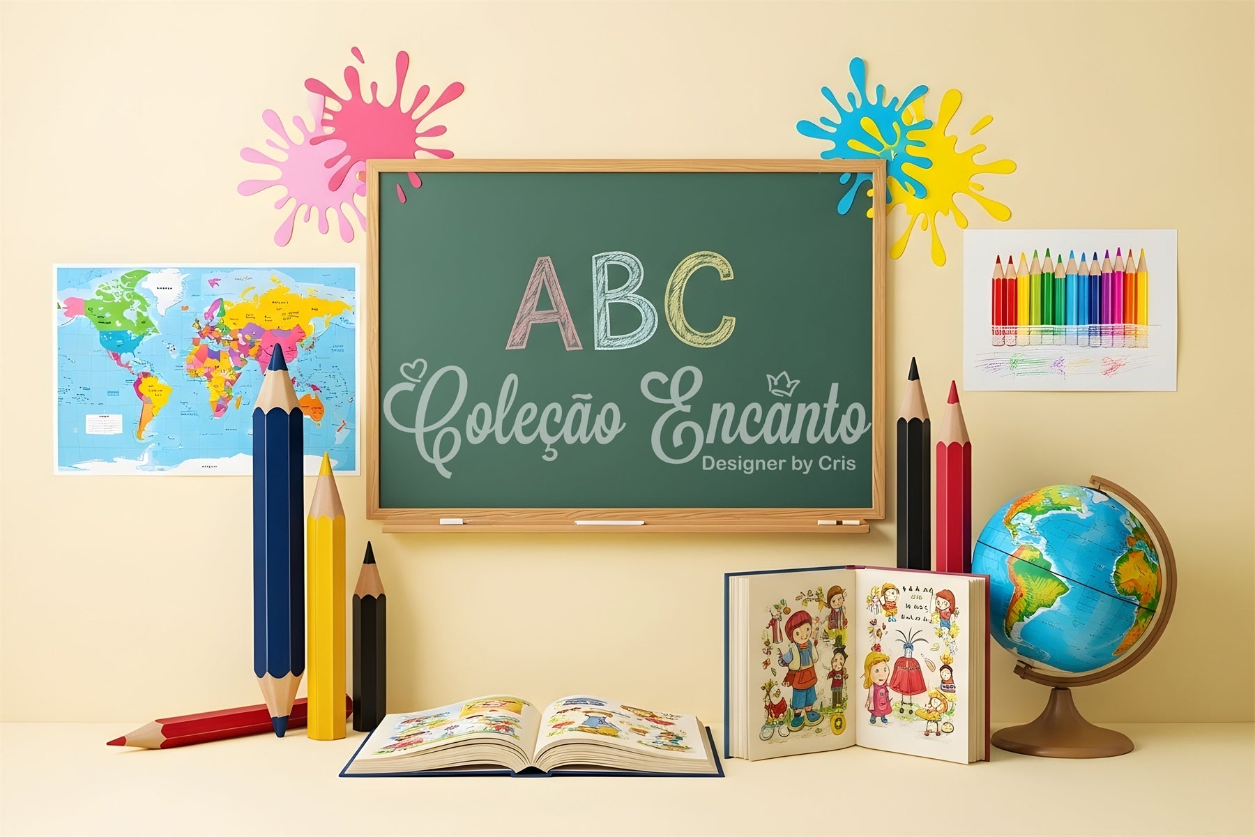 Hintergrund für den Schulanfang Leuchtender ABC-Spritzer Kreidetafel-Hintergrund Von Magali