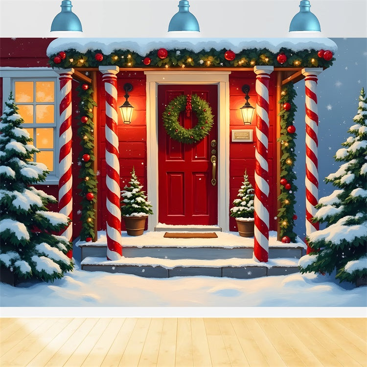 Weihnachtsfoto-Hintergrundkulisse Festliche Verandadekoration Hintergrundkulisse CEM5-100