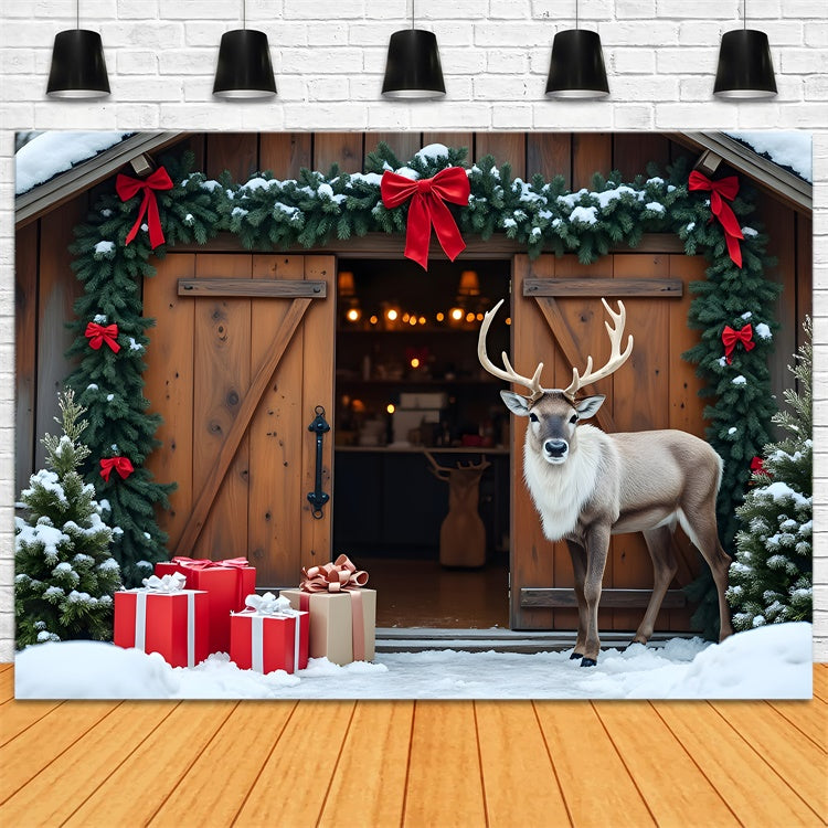 Weihnachtsbaum Bauernhof Backdrop Rentier Dekor Backdrop CEM5-101