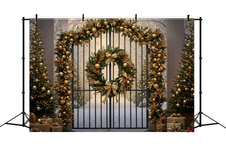 Weihnachtsbaum Backdrop Goldener Kranz Tordekor Backdrop CEM5-102