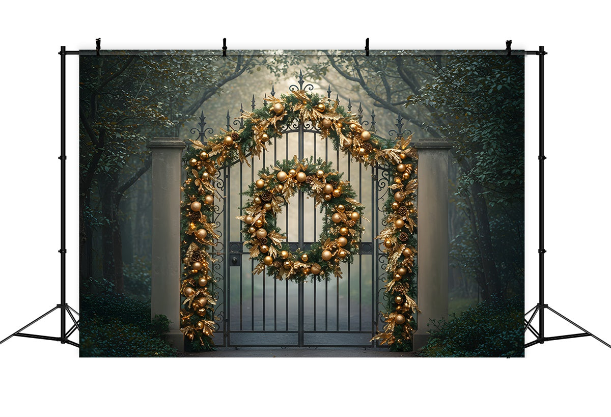 Weihnachtskulisse Waldtor Goldene Girlande Kulisse CEM5-103