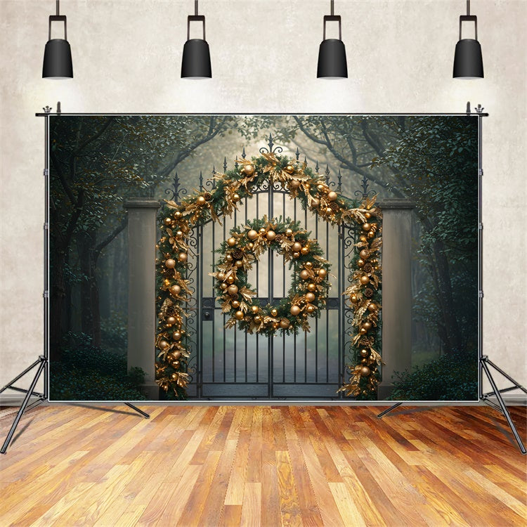 Weihnachtskulisse Waldtor Goldene Girlande Kulisse CEM5-103