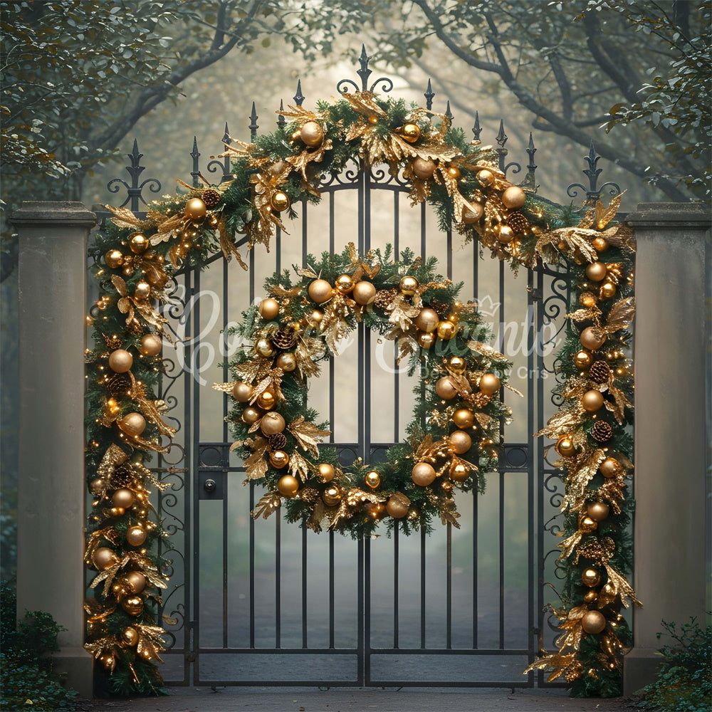 Weihnachtskulisse Waldtor Goldene Girlande Kulisse CEM5-103
