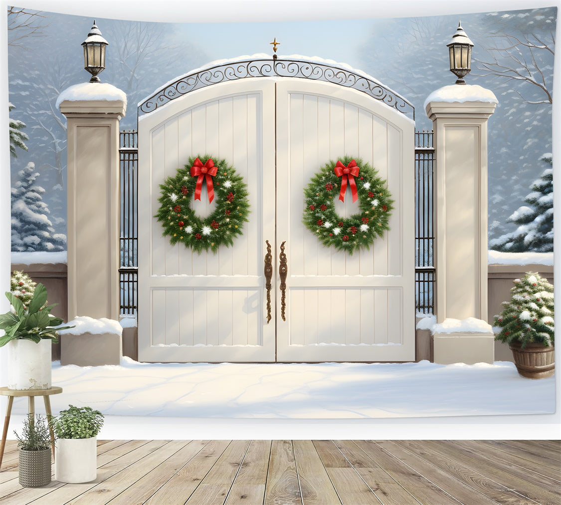 Weihnachten Fotokulisse Kranz Weißes Tor Kulisse CEM5-106