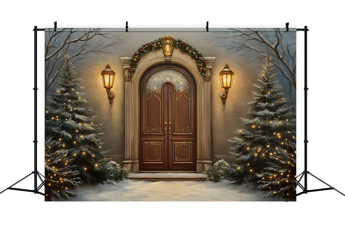 Weihnachtsbaum Backdrop Verschneite Nacht Vintage Entry Backdrop CEM5-109