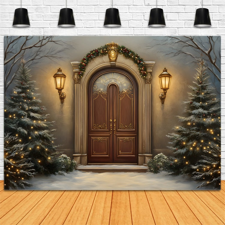 Weihnachtsbaum Backdrop Verschneite Nacht Vintage Entry Backdrop CEM5-109