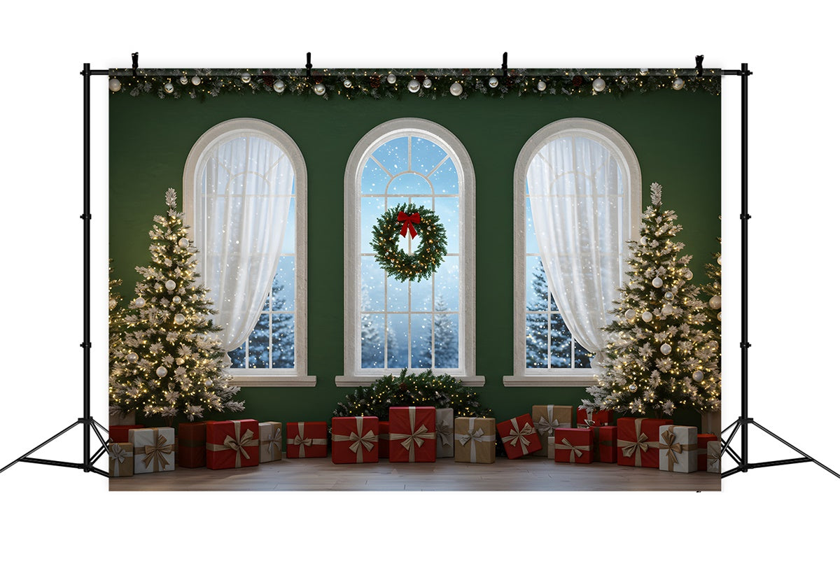 Weihnachtskulisse Ideen Festliche Girlande Geschenke Kulisse CEM5-2