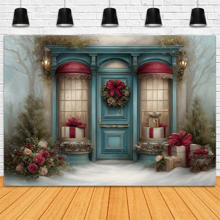 Weihnachten Fotokulissen Blumengirlande Geschenk Szenerie Hintergrund CEM5-25