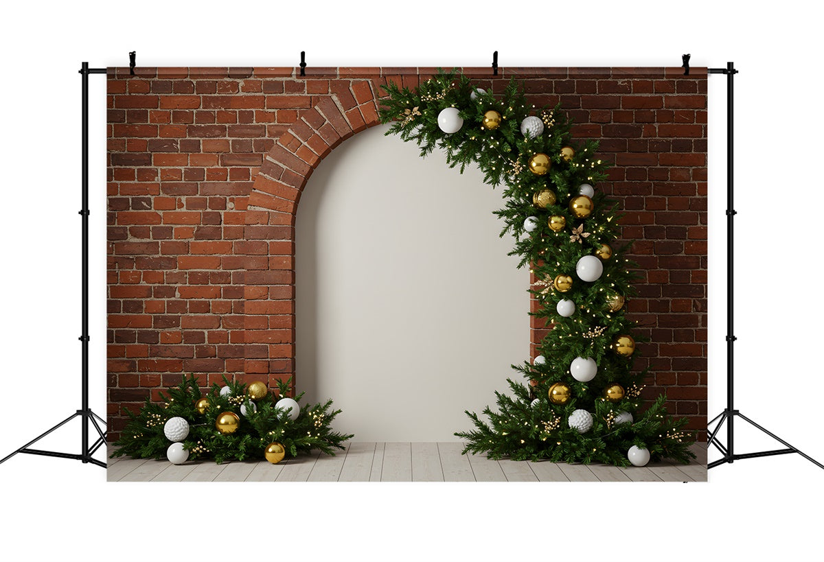 Weihnachten Fotokulissen Backsteinmauer Girlande Bogen Kulisse CEM5-3