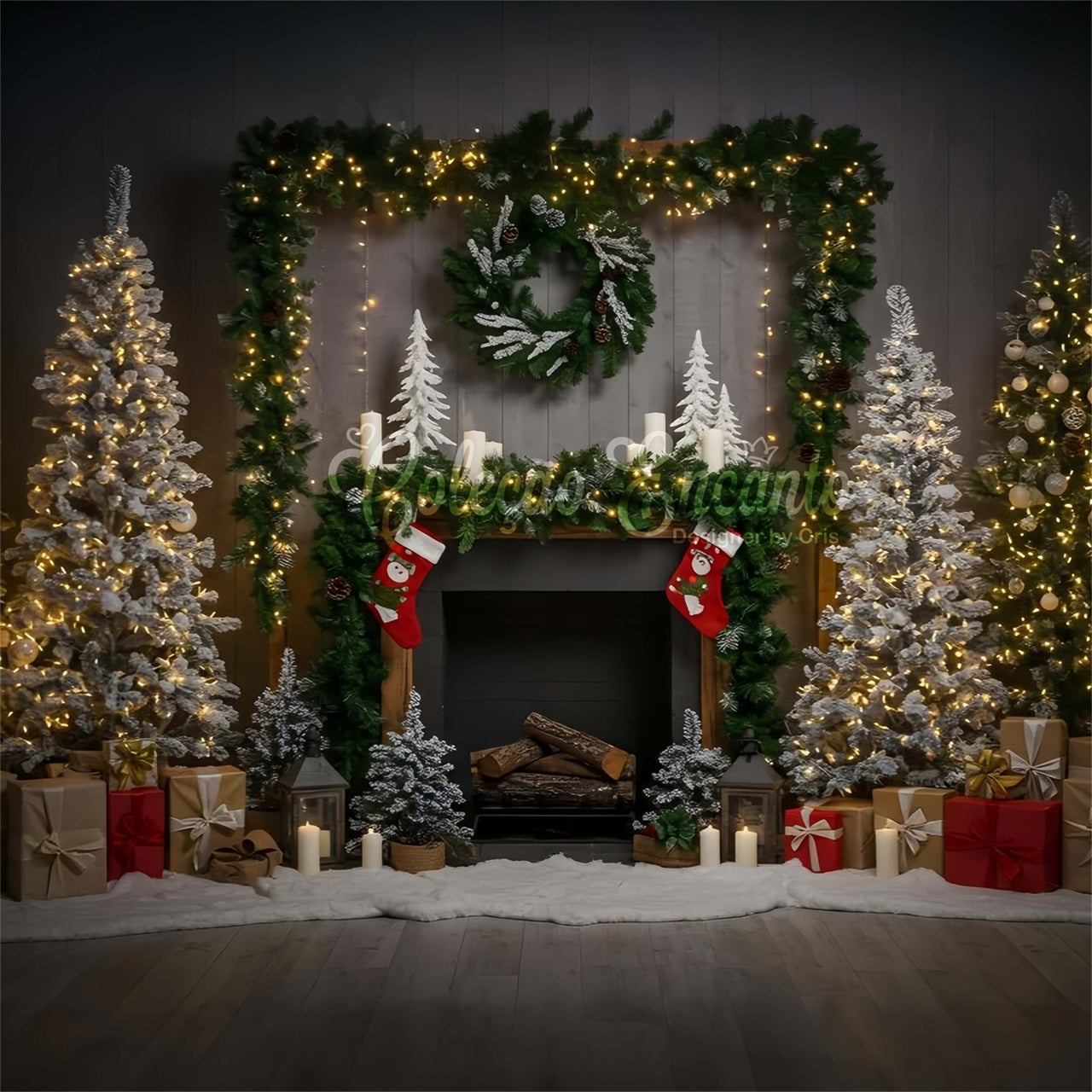 Weihnachten Kamin Backdrop Kamin Geschenk Display Backdrop CEM5-51