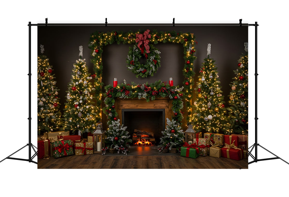 Weihnachtskamin Kulisse Gemütlicher Kamin Girlande Baum Kulisse CEM5-52