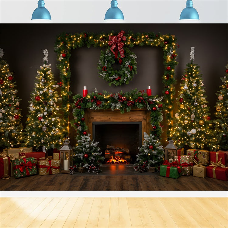 Weihnachtskamin Kulisse Gemütlicher Kamin Girlande Baum Kulisse CEM5-52