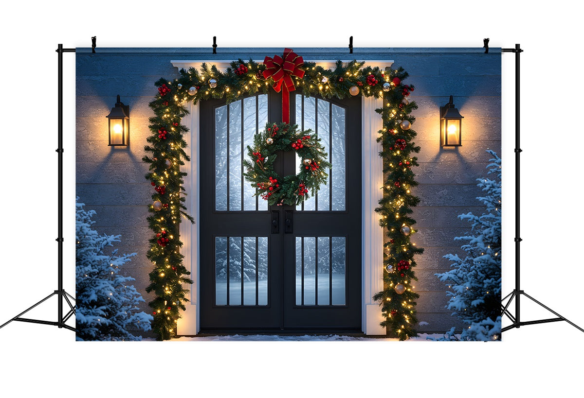 Weihnachten Backdrop Weihnachten Veranda Kranz Licht Backdrop CEM5-55
