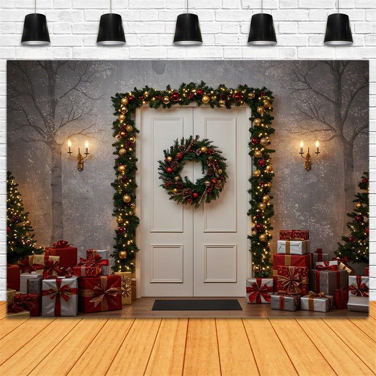Weihnachts-Hintergrundbilder Winter-Eingang Geschenke Hintergrund CEM5-57