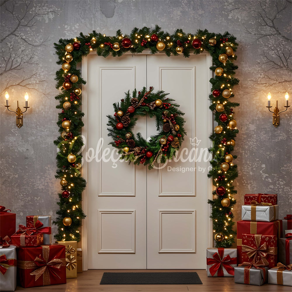 Weihnachts-Hintergrundbilder Winter-Eingang Geschenke Hintergrund CEM5-57
