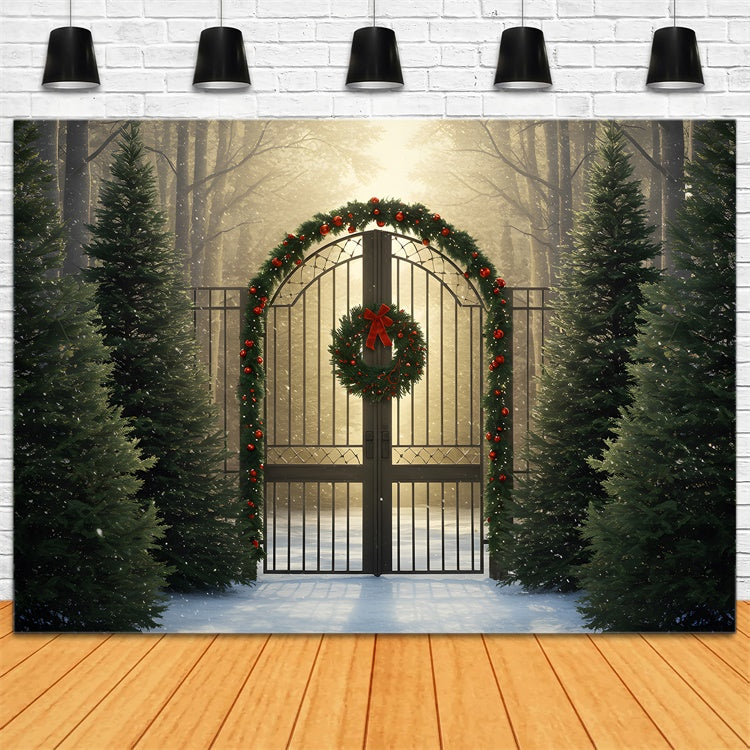 Weihnachten Backdrop Goldenes Licht Waldtor Backdrop CEM5-61