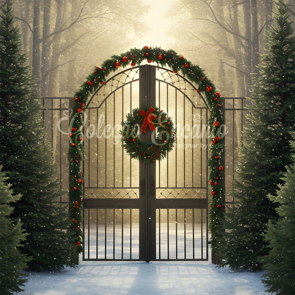 Weihnachten Backdrop Goldenes Licht Waldtor Backdrop CEM5-61