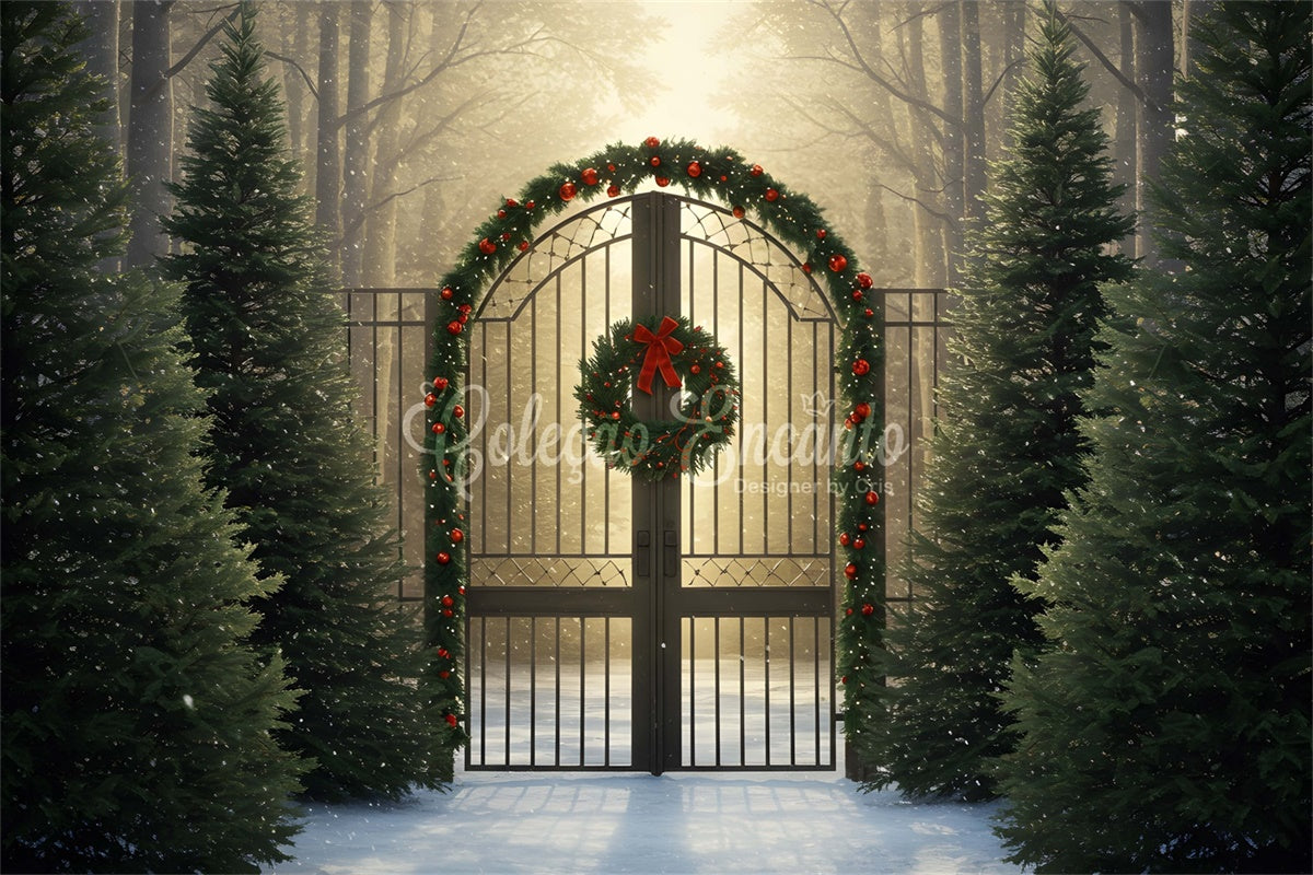 Weihnachten Backdrop Goldenes Licht Waldtor Backdrop CEM5-61
