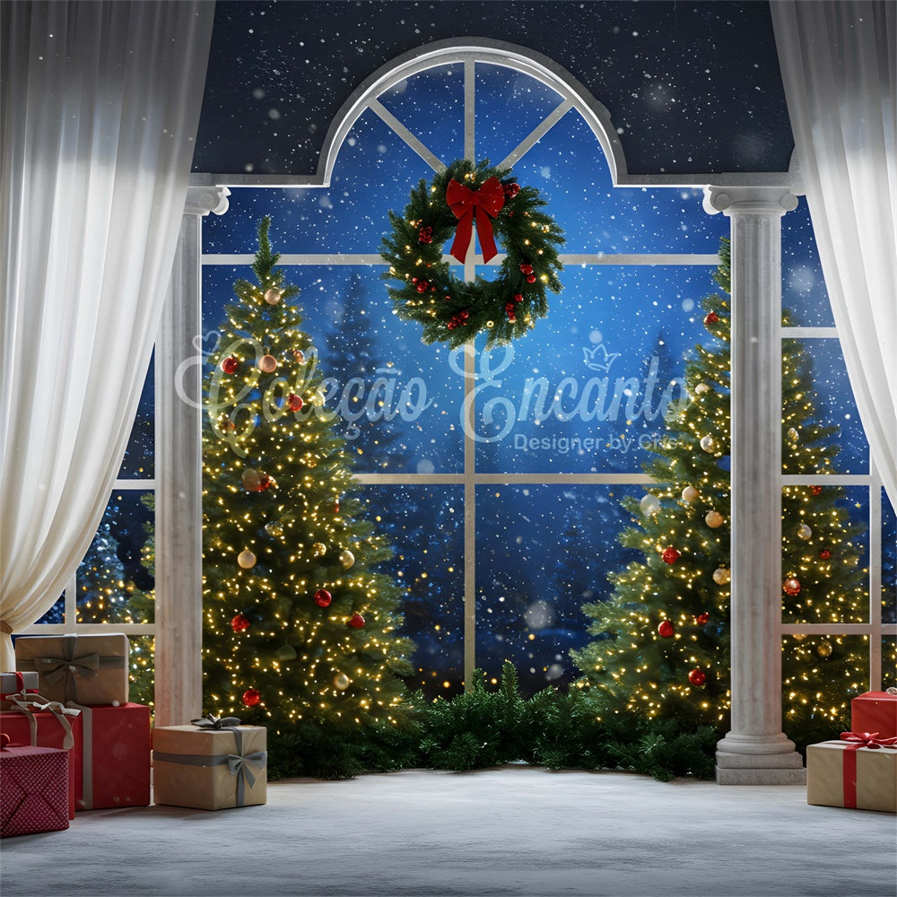 Weihnachtsbaum Backdrop Fenster Drapes Decor Backdrop CEM5-62