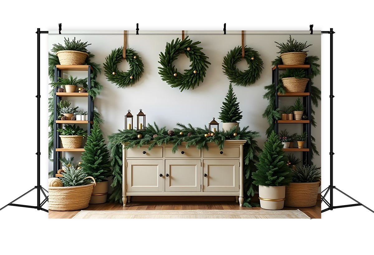 Professionelle Weihnachten Backdrops Kiefer Kranz Dekor Backdrop CEM5-65