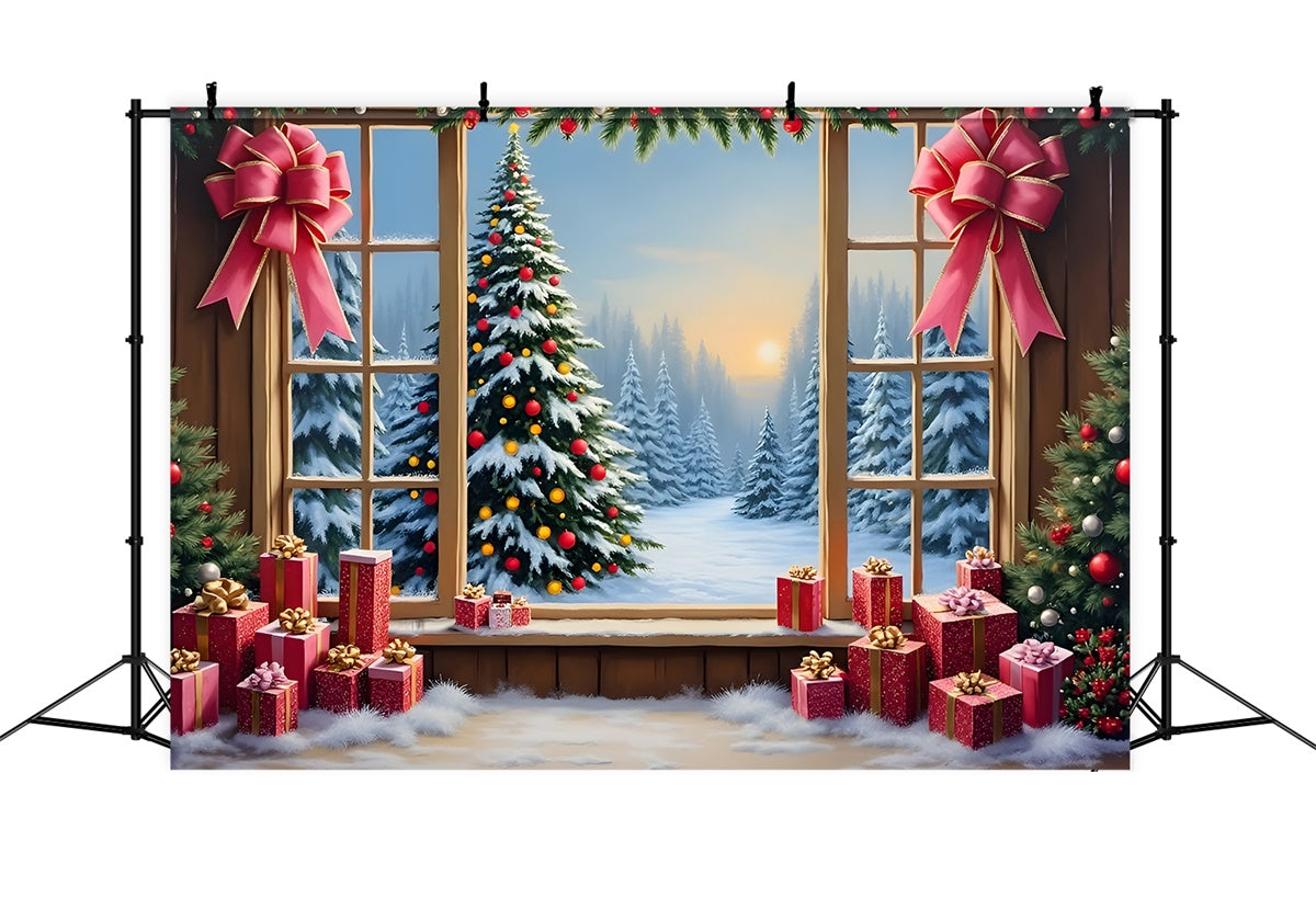 Weihnachten Fotografie Kulissen Fenster Schnee Wald Geschenke Kulisse CEM5-70