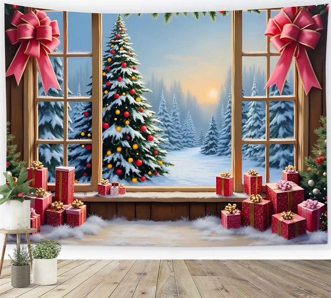 Weihnachten Fotografie Kulissen Fenster Schnee Wald Geschenke Kulisse CEM5-70