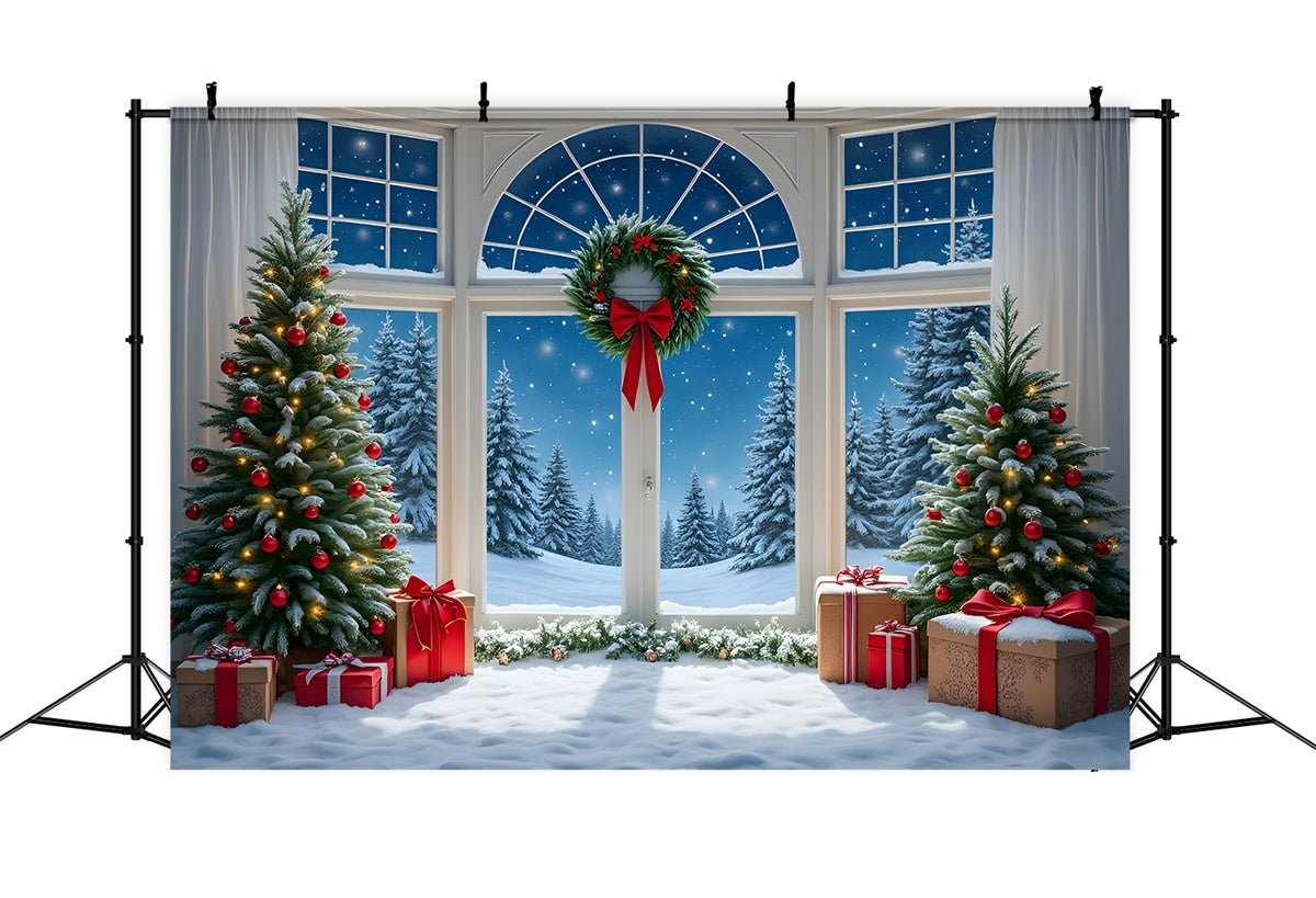 Weihnachten Fotokulissen Ornament Baum Schnee Fenster Kulisse CEM5-72