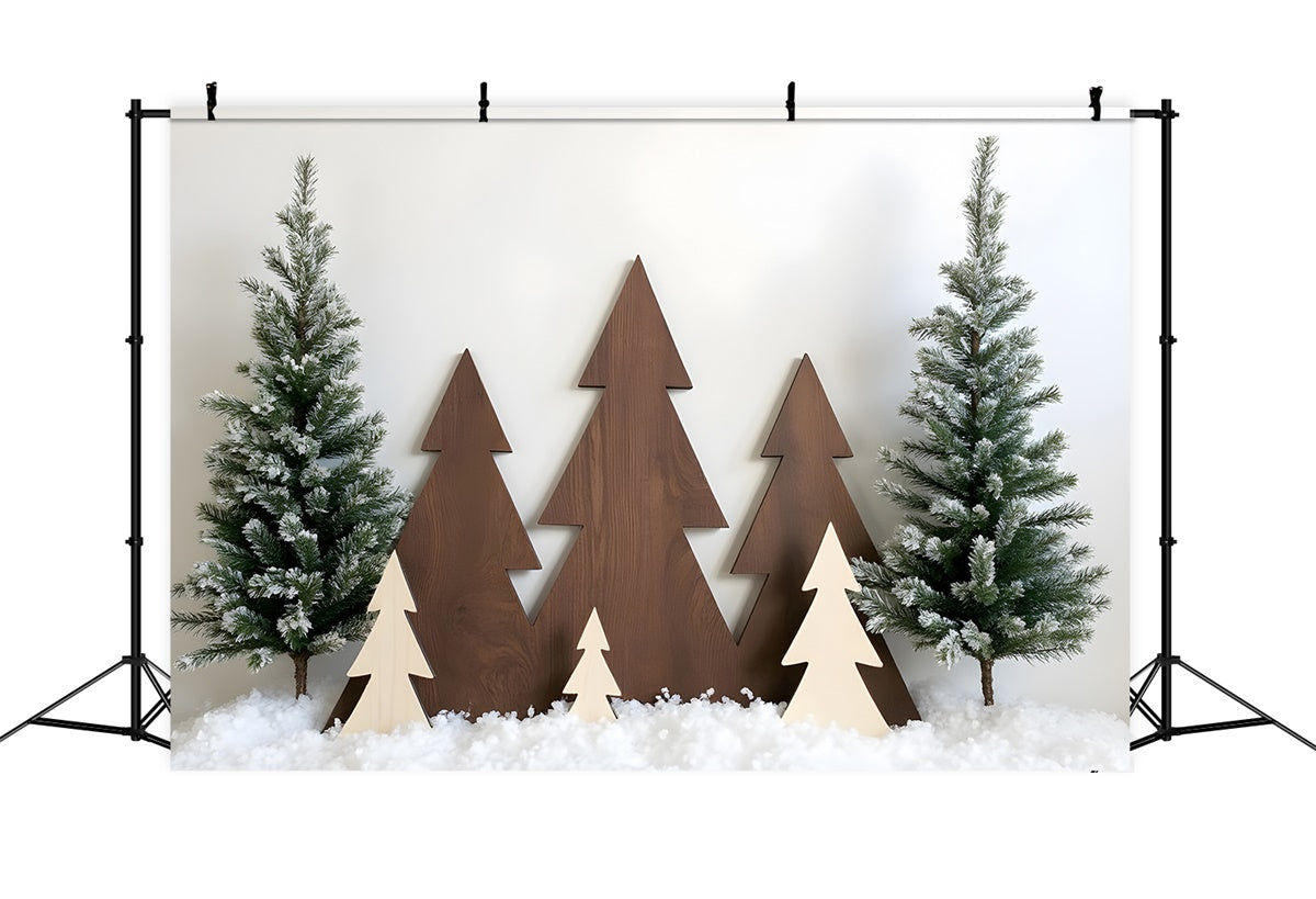 Weihnachten Backdrop Ideen verschneites Holz Wald Hintergrund CEM5-85