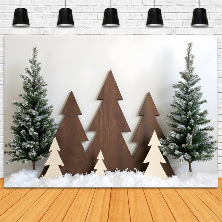 Weihnachten Backdrop Ideen verschneites Holz Wald Hintergrund CEM5-85