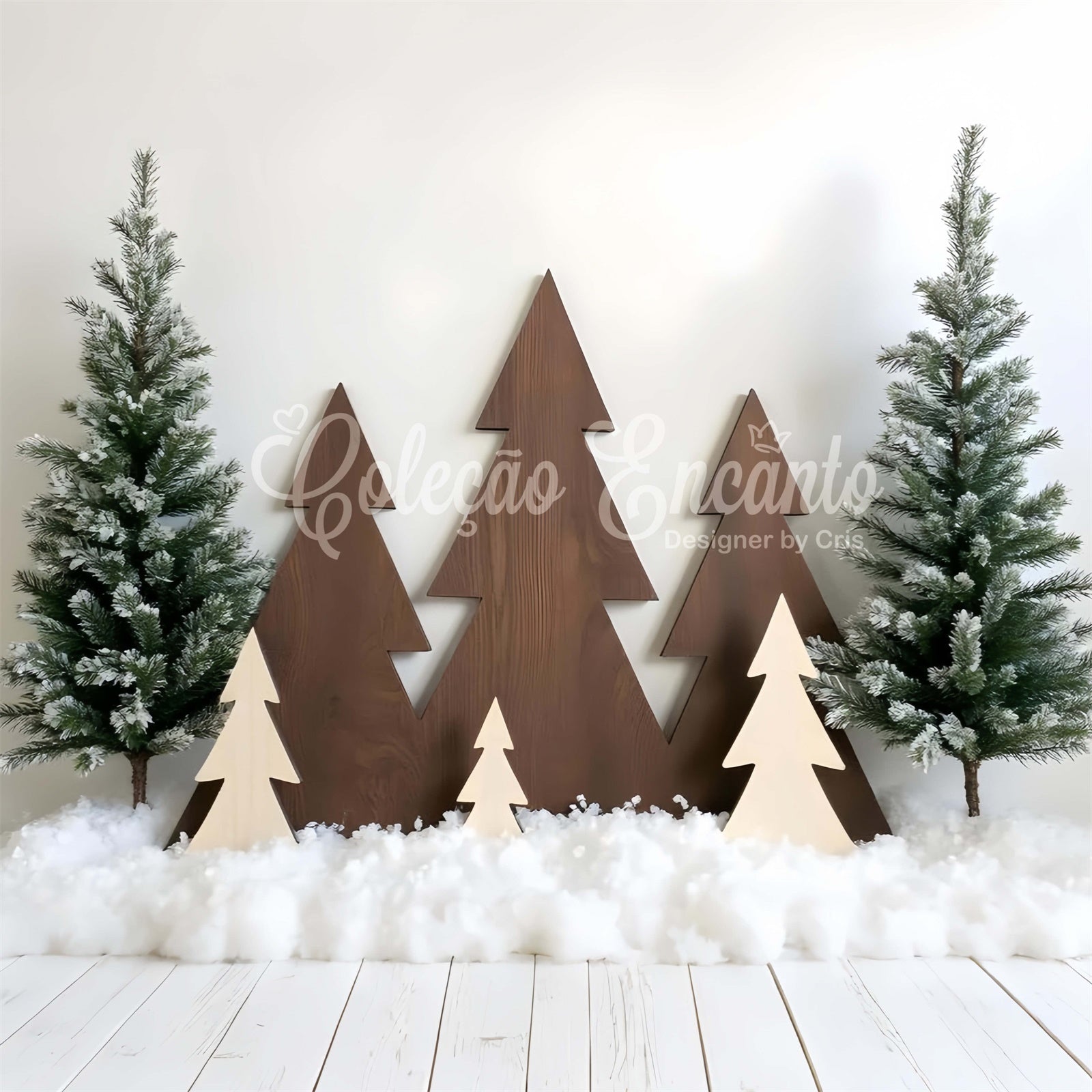 Weihnachten Backdrop Ideen verschneites Holz Wald Hintergrund CEM5-85