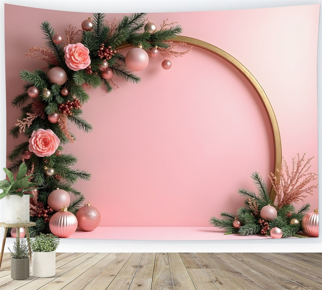Weihnachten Backdrop Ideen Rosenbogen Rosa Thema Hintergrund CEM5-94
