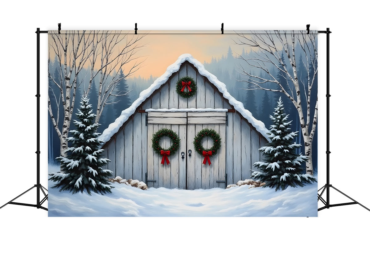 Weihnachtsbaum Bauernhof Backdrop Scheunentür Rustikale Backdrop CEM5-97