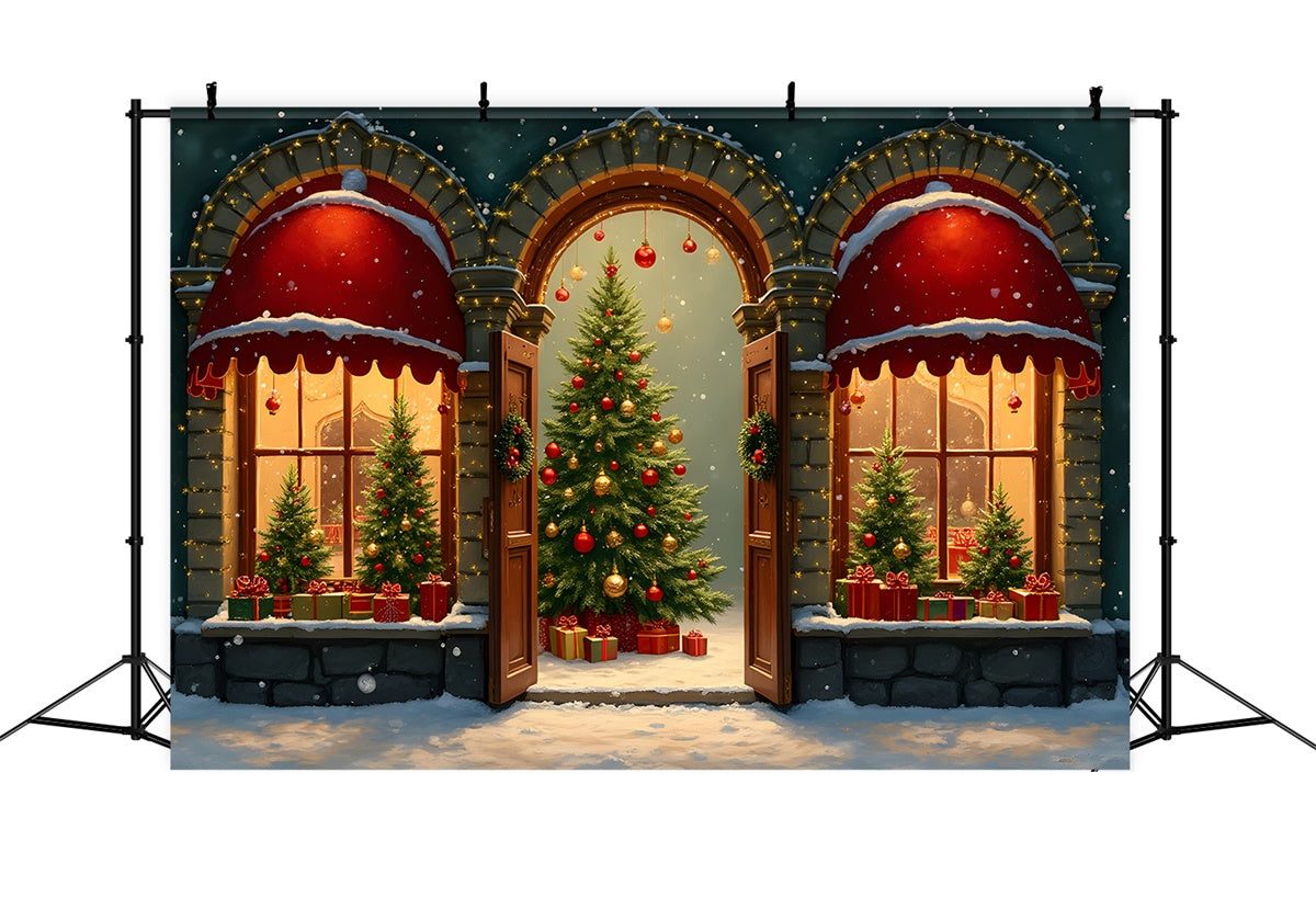 Weihnachtsbaum Backdrop Gewölbte Fenster Baum Display Backdrop CEM5-98