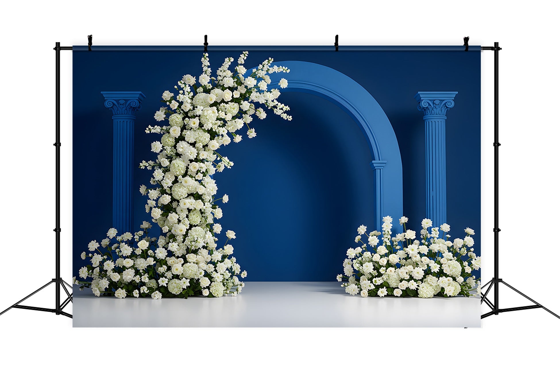 Hintergrund Muttertag Weiß Blumen Blaues Tor Muttertag-Fotokabinen-Hintergründe von Magali