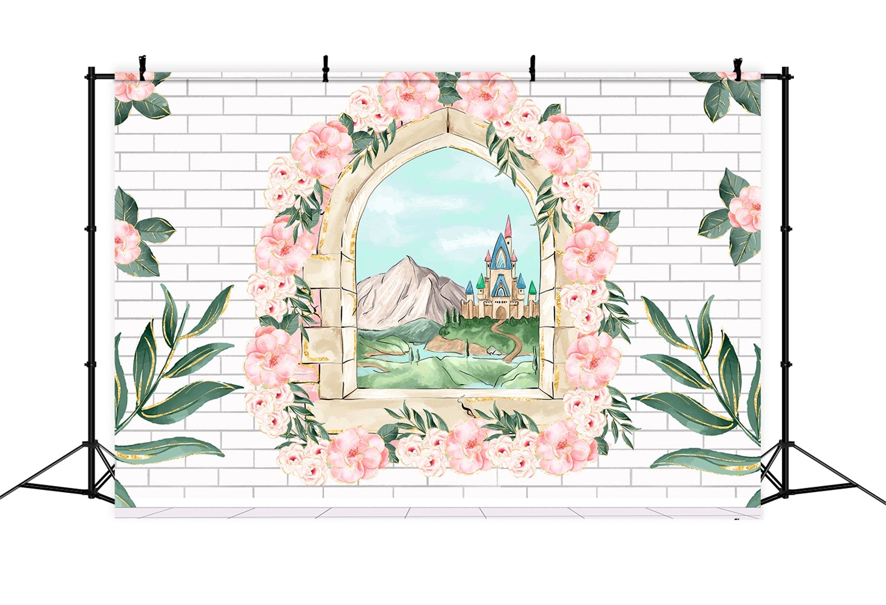 Hintergründe für Neugeborenenfotografie Blumenfenster Backsteinmauer Schloss Hintergrund von Magali