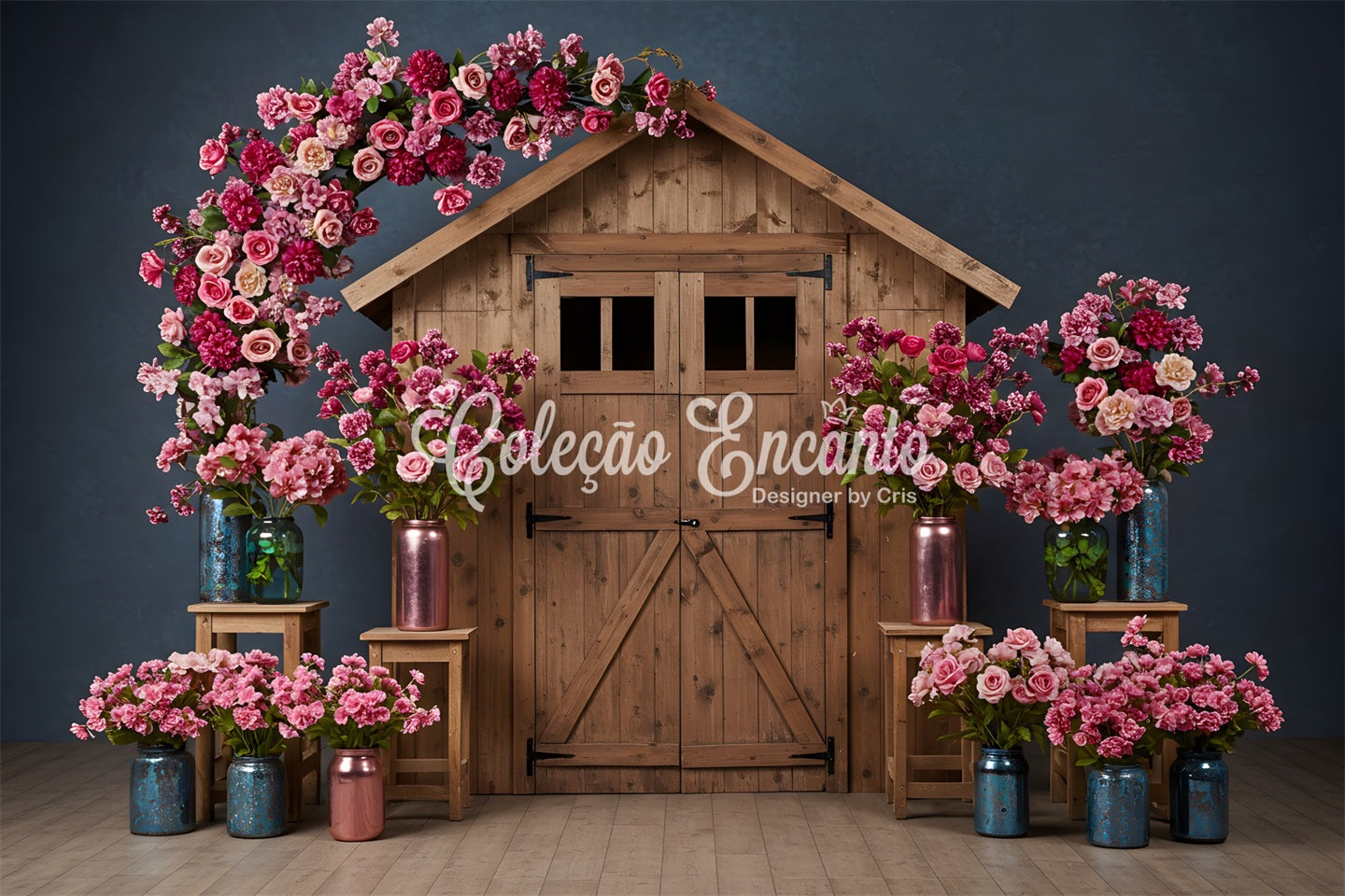 Kulissenideen für den Muttertag Rosa Blumen-Scheunentor Kulissenideen für den Muttertag von Magali