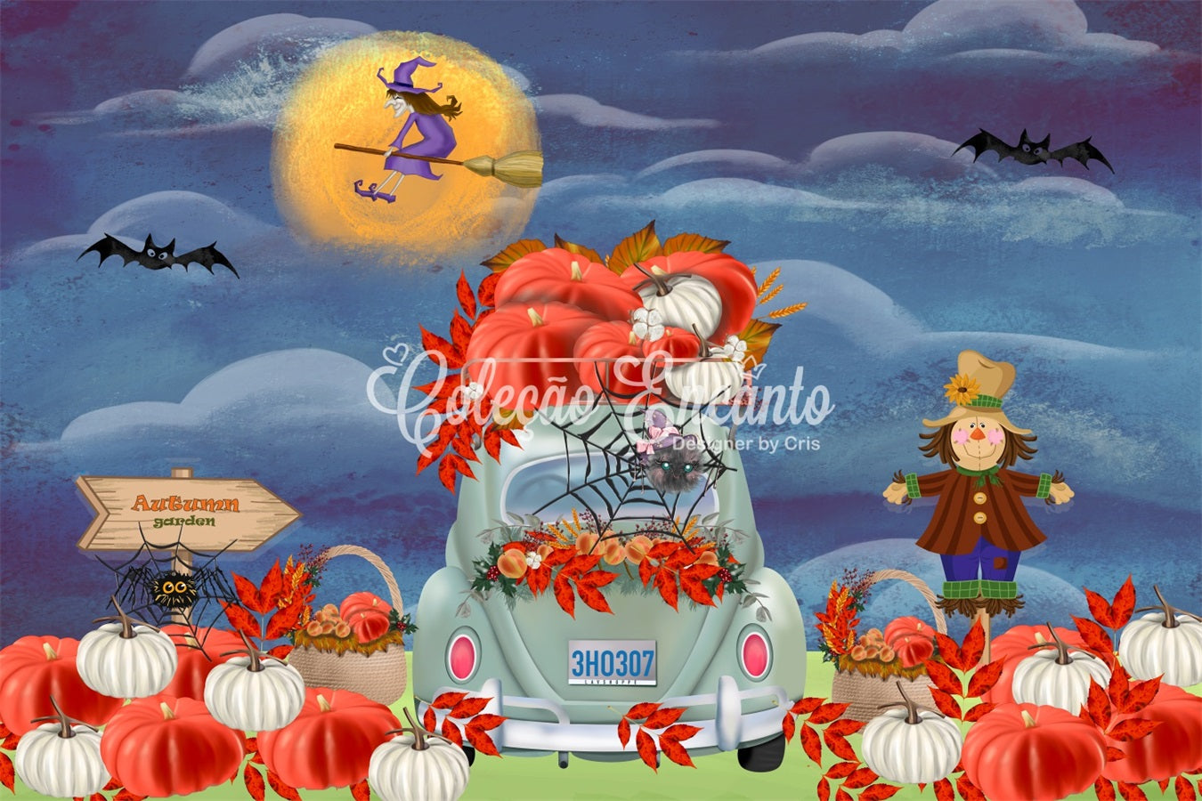 Hintergründe für Kinder Herbst Kürbis Auto Erntemond Halloween Hintergrund Kinder von Magali