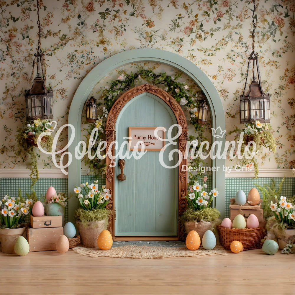 Oster-Gänseblümchen-Hintergrund Torbogen Blumen-Eier-Hintergründe für Ostern von Magali